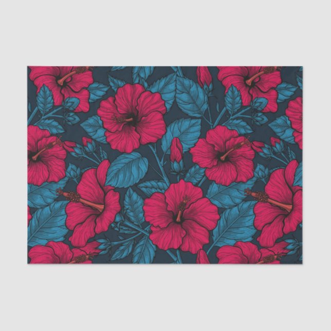 Red hibiscus flowers tissue paper (Front)