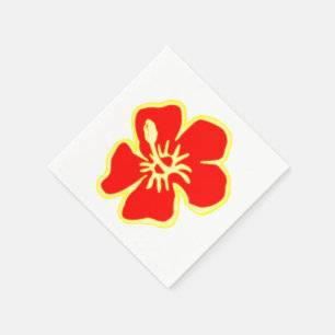 Red Hibiscus Flowers Tropical Hawaiian Luau Napkin