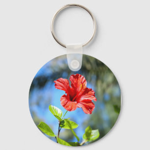 Red Hibiscus Key Ring