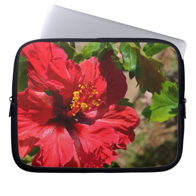 Red Hibiscus Laptop Bag (Front)