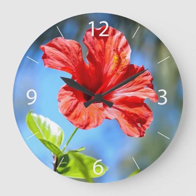 Red Hibiscus Large Clock (Front)