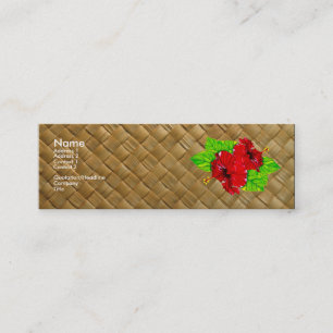 Red Hibiscus Lauhala Business Cards Skinny