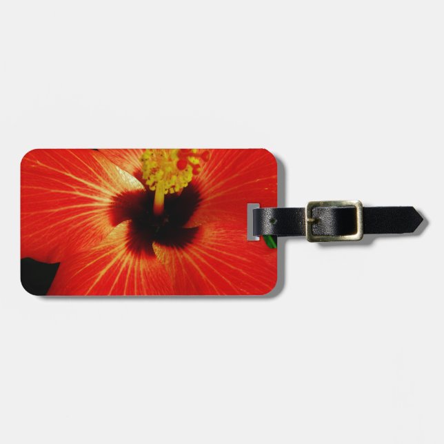 Red Hibiscus Luggage Tag (Front Horizontal)