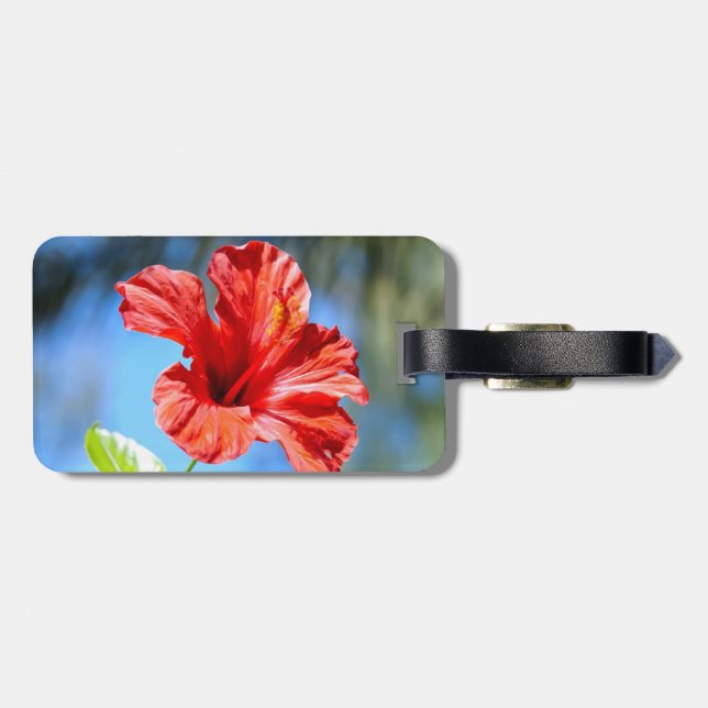 Red Hibiscus Luggage Tags (Back Horizontal)
