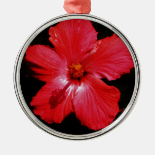 Red Hibiscus Metal Ornament