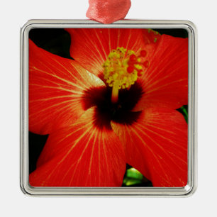 Red Hibiscus Metal Ornament