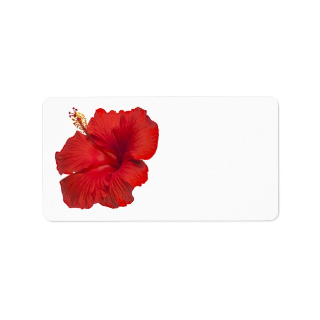 Red Hibiscus on White - Customised Template Label (Front)