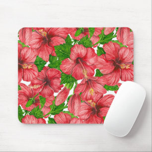 Red hibiscus pattern II Mouse Pad