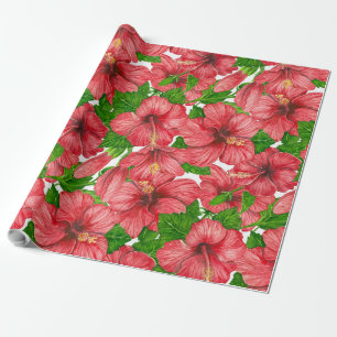 Red hibiscus pattern II Wrapping Paper