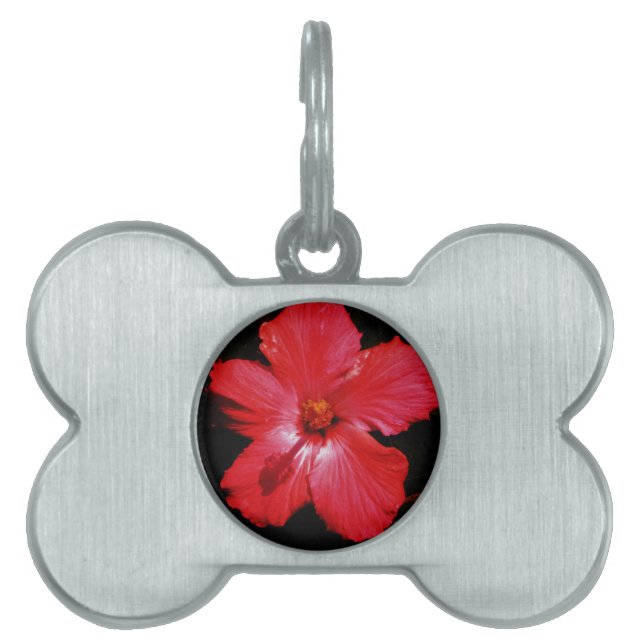 Red Hibiscus Pet ID Tag (Front)