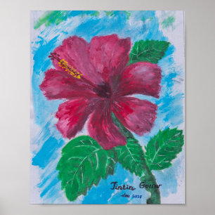 red hibiscus  poster