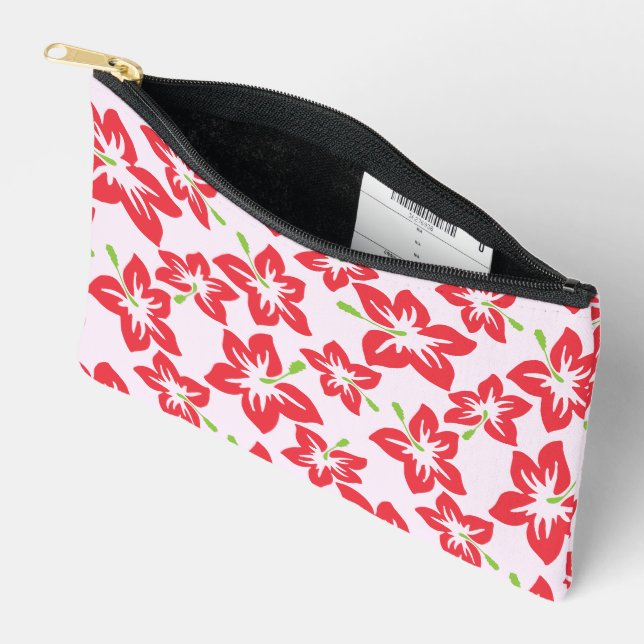 Red Hibiscus, Red Flowers, Pattern Of Flowers Accessory Pouch (Open)