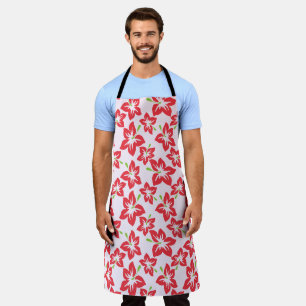 Red Hibiscus, Red Flowers, Pattern Of Flowers Apron