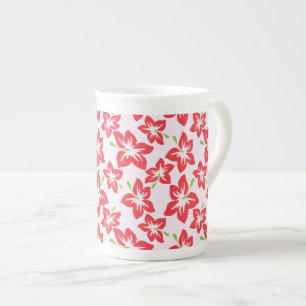 Red Hibiscus, Red Flowers, Pattern Of Flowers Bone China Mug