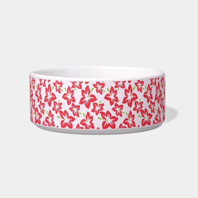 Red Hibiscus, Red Flowers, Pattern Of Flowers Bowl (Front)