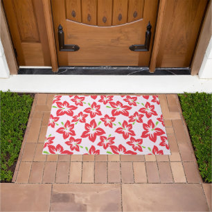 Red Hibiscus, Red Flowers, Pattern Of Flowers Doormat