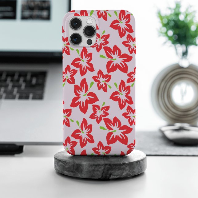 Red Hibiscus, Red Flowers, Pattern Of Flowers iPhone Case (Creator Uploaded)