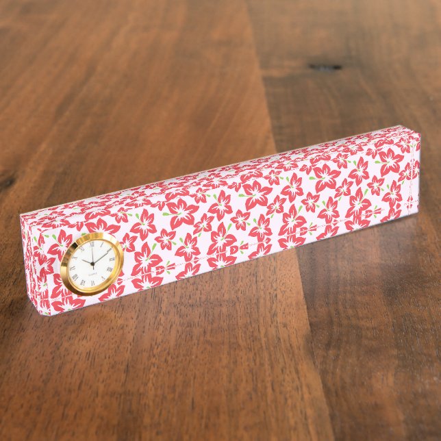 Red Hibiscus, Red Flowers, Pattern Of Flowers Nameplate (Side)