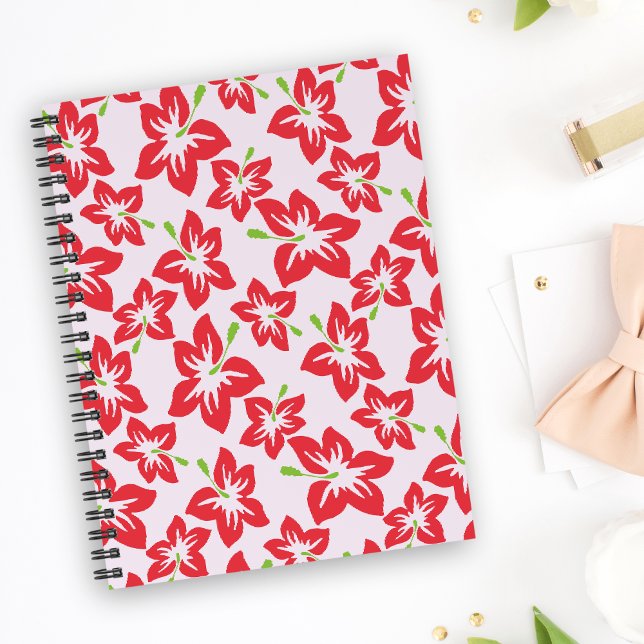 Red Hibiscus, Red Flowers, Pattern Of Flowers Notebook (Creator Uploaded)