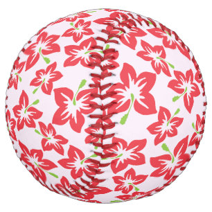 Red Hibiscus, Red Flowers, Pattern Of Flowers Softball