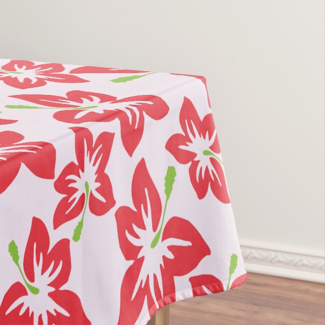 Red Hibiscus, Red Flowers, Pattern Of Flowers Tablecloth (In Situ)
