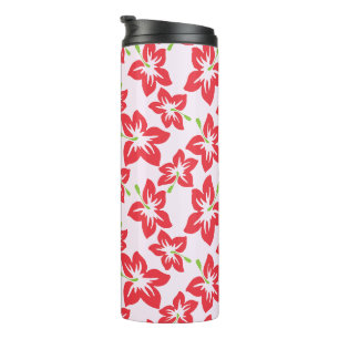 Red Hibiscus, Red Flowers, Pattern Of Flowers Thermal Tumbler