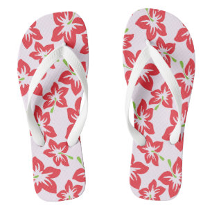 Red Hibiscus, Red Flowers, Pattern Of Flowers Thongs