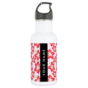 Red Hibiscus, Red Flowers, Your Name 532 Ml Water Bottle