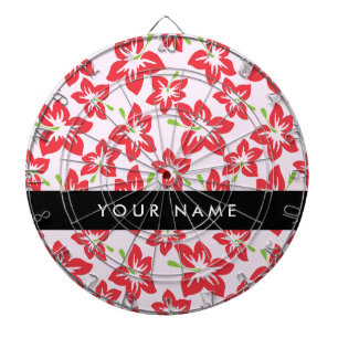 Red Hibiscus, Red Flowers, Your Name Dartboard