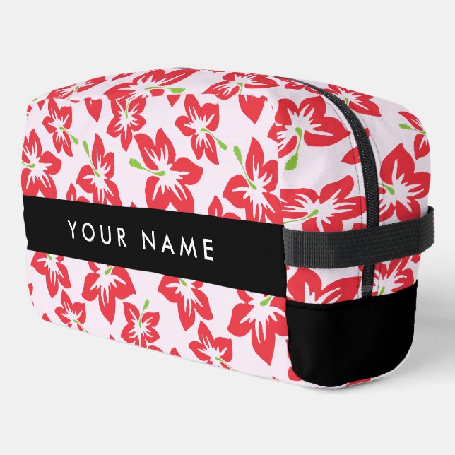 Red Hibiscus, Red Flowers, Your Name Dopp Kit (Left Corner)