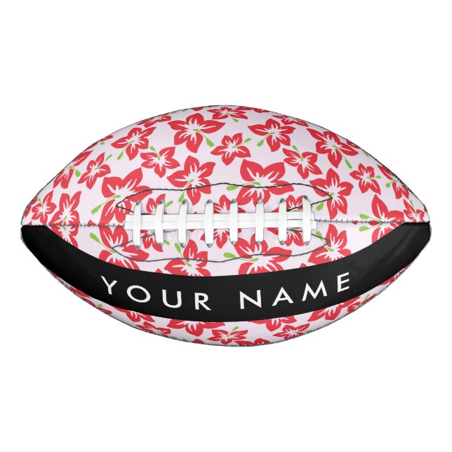 Red Hibiscus, Red Flowers, Your Name Football (Front)