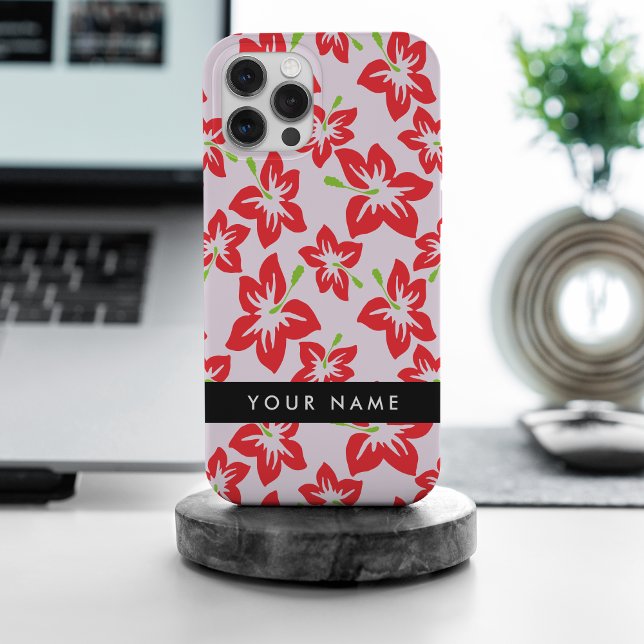 Red Hibiscus, Red Flowers, Your Name iPhone Case (Creator Uploaded)