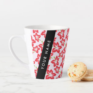 Red Hibiscus, Red Flowers, Your Name Latte Mug