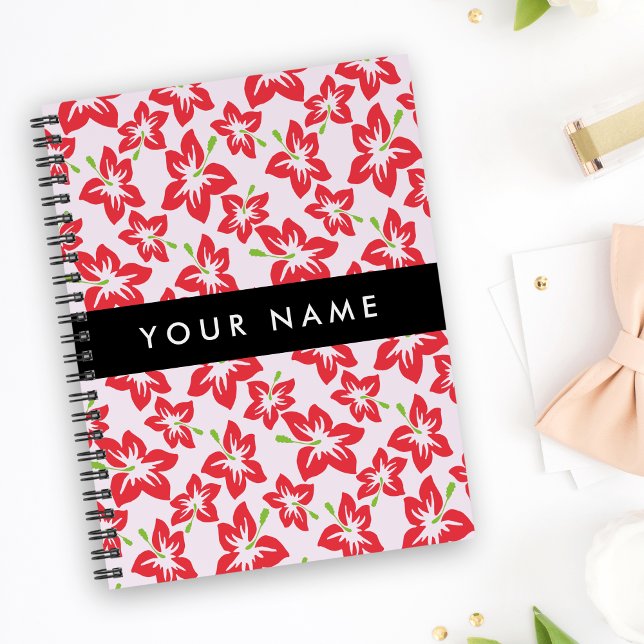 Red Hibiscus, Red Flowers, Your Name Notebook (Creator Uploaded)