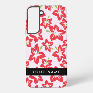 Red Hibiscus, Red Flowers, Your Name Samsung Galaxy Case