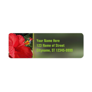 Red Hibiscus Return Address Label
