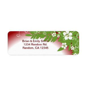 Red hibiscus return address labels