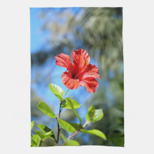Red Hibiscus Tea Towel
