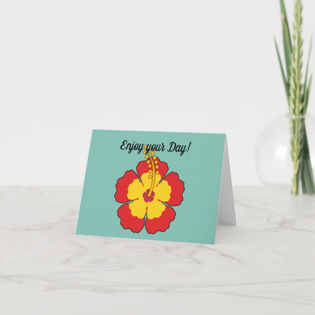 Red Hibiscus Tropical Flower | Add Your Text Card (Front)