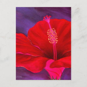 Red Hibiscus Tropical Flower Painting - Multi Postcard