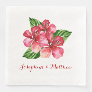 Red Hibiscus Tropical Wedding Napkin