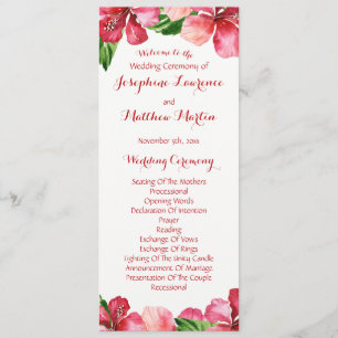 Red Hibiscus Tropical Wedding Programs