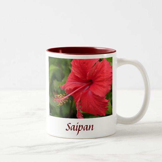 Red Hibiscus Two-Tone Coffee Mug (Right)