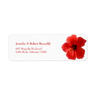 Red Hibiscus Wedding Address Label Return Address Label