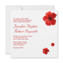 Red Hibiscus Wedding Invitation