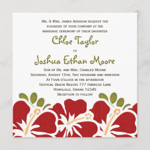 Red Hibiscus Wedding Invitations