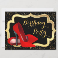 Red High Heel Black and Gold Birthday Party