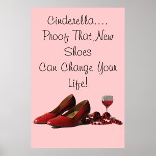 Red High Heel Shoes and Red Wine Poster