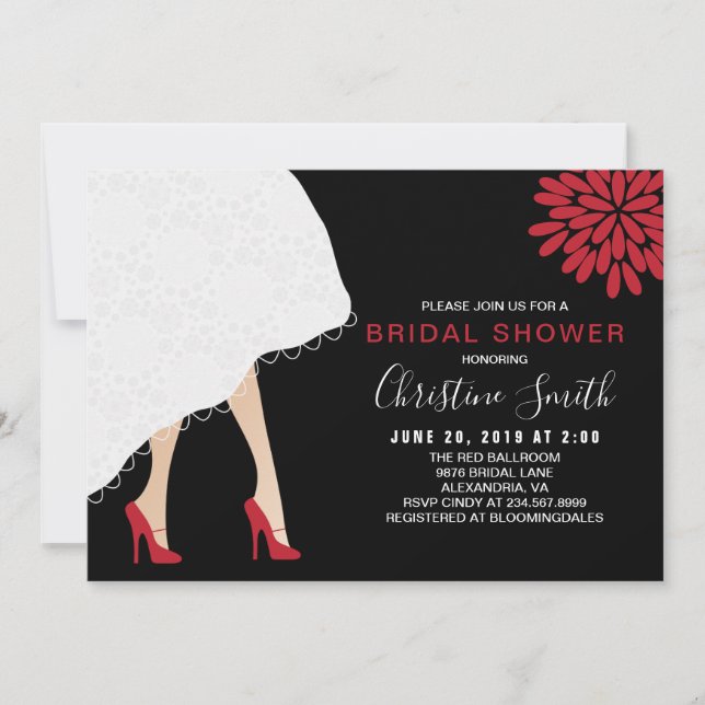 Red High Heel Shoes Bridal Shower Invitation (Front)