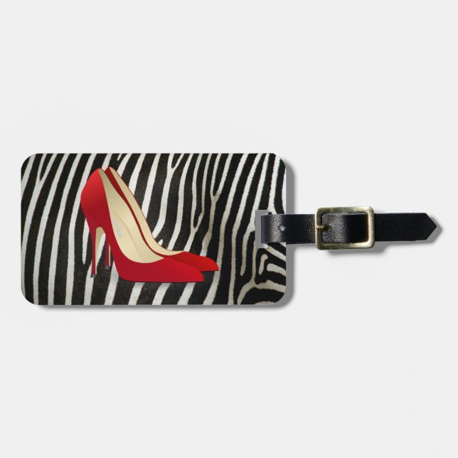 red high heel shoes luggage tag (Front Horizontal)